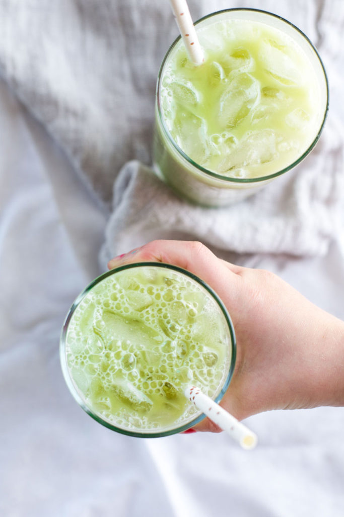 iced matcha with collagen
