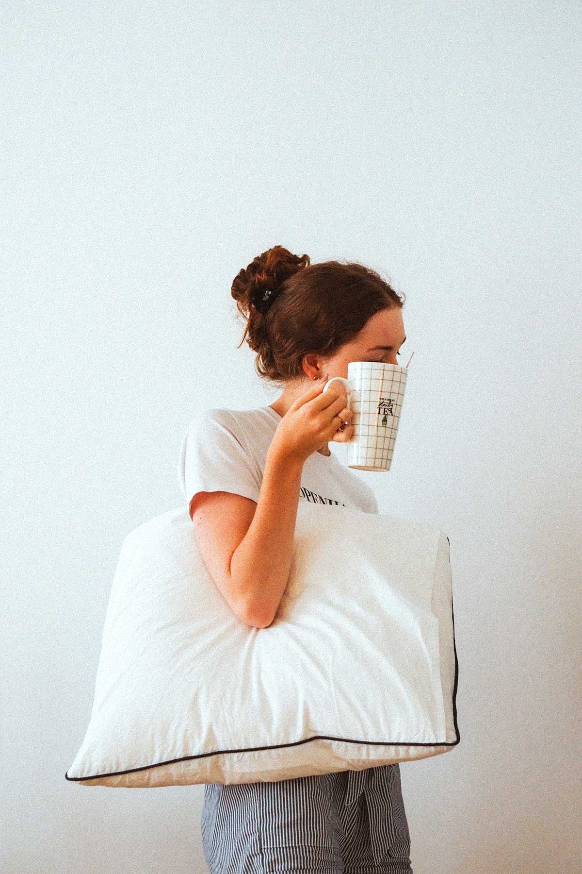 tired with pillow coffee